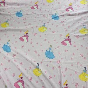 VINTAGE Disney Princess Twin Sheet Set Pink Fitted‎ Flat Made in USA